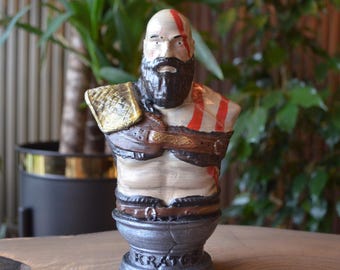 Kratos Bust 3D Printed God of War Statue Video Game Decor Geek Gift Collector’s Edition God of War Figure Desk Ornament Sculpture