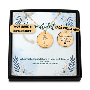 Collier personnalisé fleur de naissance remise de diplôme, nom personnalisé, collier fleur de naissance, cadeau de diplôme pour elle, collier en or, cadeaux de félicitations