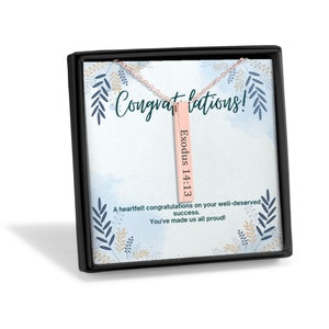 Collier personnalisé de vers de la Bible de remise des diplômes, collier personnalisé de vers de la Bible, carte de message conçue, cadeau de finissante pour elle, cadeaux de félicitations