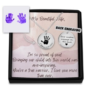 Echte Handabdruck Halskette, neue Mutter Geschenk, individueller Schmuck, Gravur Bild Schmuck, Sentimentale Nachricht Karte, neue Mutter Geschenk, Geschenk für Frau