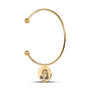 Actual Engraved Picture Bracelet, Gift for Her, Engraved Photo Jewelry, Customizable Picture Bangle, Keepsake Jewelry, Sentimental Gifts