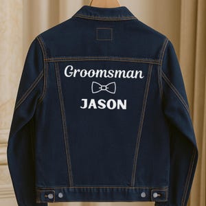 Embroidered Groomsmen Denim Jacket | Groom Jean Jacket | Groomsmen Proposal | Custom Personalized Jacket | Groomsmen Gifts | Best Man Gift