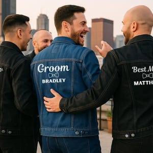 Embroidered Groom Denim Jacket | Groom Jean Jacket | Groomsmen Proposal | Custom Personalized Jacket | Groomsmen Gifts | Best Man Gift