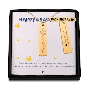 Colar personalizado com nome de flor de nascimento de formatura, colar com nome personalizado, presente de formatura personalizado, presente de formatura para filha, presentes para filha