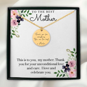 Colar com mensagem personalizada, cartão com mensagem sentimental, joias personalizadas, presente para mãe, presente para mãe, presente de aniversário para ela