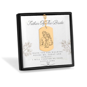 Kundenspezifischer Vater der Braut-Hochzeitstag-Schlüsselring, gravierter Foto-Schlüsselbund, Vater der Braut-Geschenk, personalisierter Schlüsselring, graviert, Geschenkbox