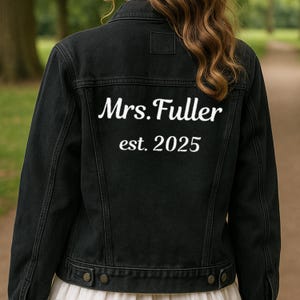 Custom Embroidered Mrs. Denim Jacket | Bride Jean Jacket | Custom Bride Jacket | Personalized Jacket | Wedding Jean Jacket | Wedding Gift