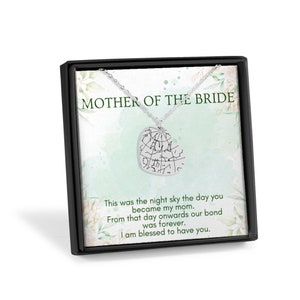 Collana con mappa stellare personalizzata per la madre della sposa, regalo personalizzato, mappa stellare precisa per data e luogo, mappa delle costellazioni, gioielli da sposa