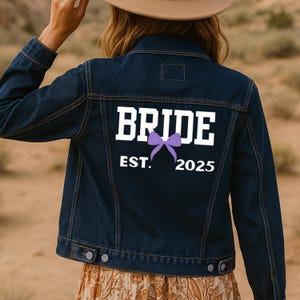 Embroidered Coquette Bride Denim Jacket | Bride Jean Jacket | Future Mrs | Custom Personalized Jacket | Wedding Jean Jacket | Wedding Gift