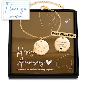 Braccialetto personalizzato con scrittura a mano, scrittura a mano reale, regalo di anniversario, biglietto con messaggio sentimentale, gioielli personalizzati, regalo per lei