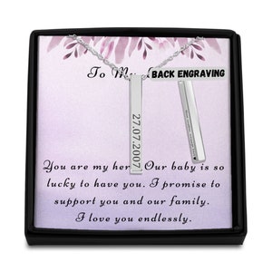 Colar personalizado para nova mãe, joias para nova mãe, colar de barra personalizado, presente para nova mãe, presente de nascimento, cartão com mensagem sentimental, presente para ela