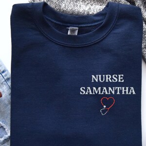 Custom Embroidered Nurse Sweatshirt | Personalized Nurse Crewneck | Embroidered Shirt | Embroidered Sweater | Gift For Grad| Gift For Nurse