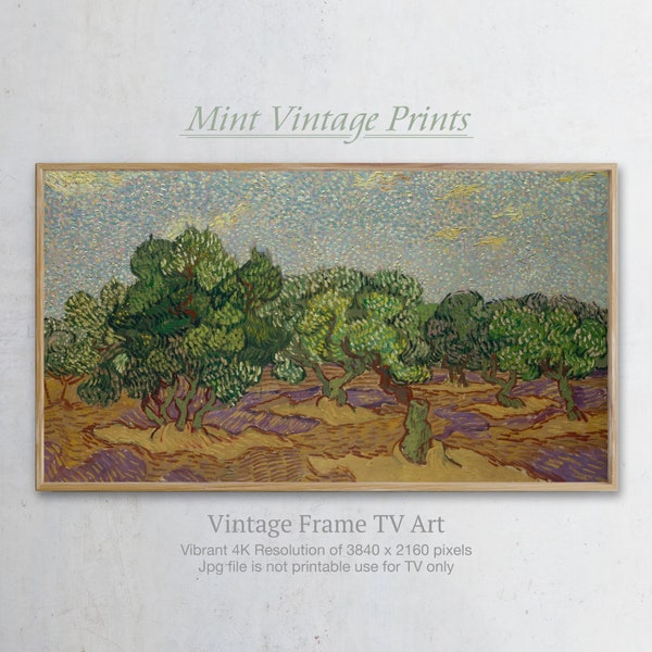 Lush Olive Grove Under Cloudy Skies | Vintage Samsung Frame TV Art | Impressionist Painting for TV | Digital Download Frame Art TV#0056