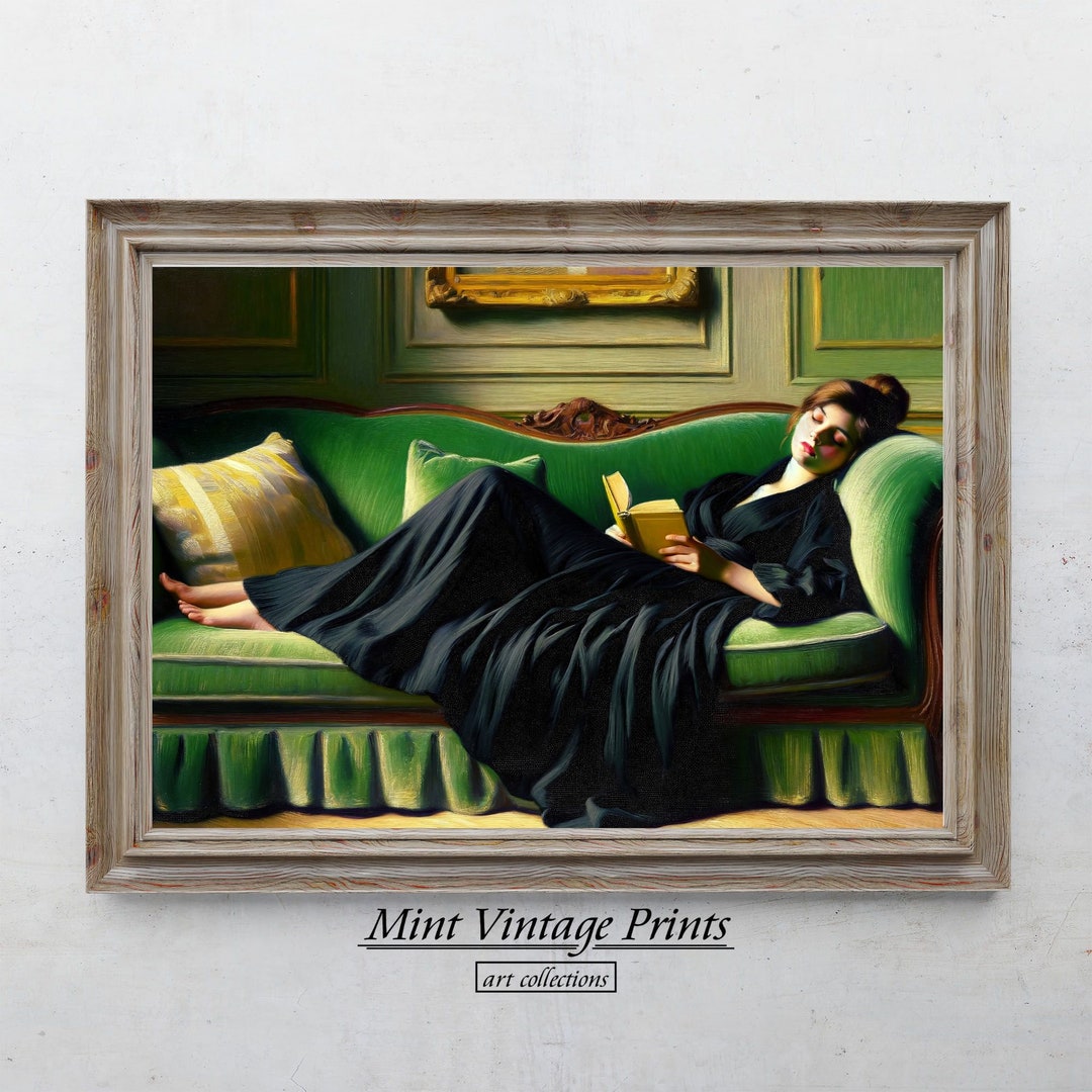 Antique Portrait Woman Sleeping With Book on Sofa | Vintage Bed Room ...