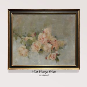 Delicate Rose Bouquet Art Print | Floral Elegance Oil Painting | Tonal Pink Roses  Cottage Core Wall Art | Printable Digital Download #0110