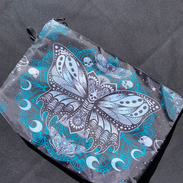 Pochette pour Makeup, accessoire de toilettes pour femme, sacoche zippée, tête de mort, skull, papillon