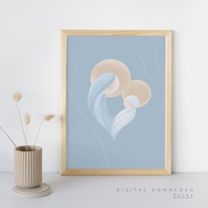Catholic modern poster in blue, DIGITAL DOWNLOAD printable wall art for living room, christian wall art design for aesthetic house