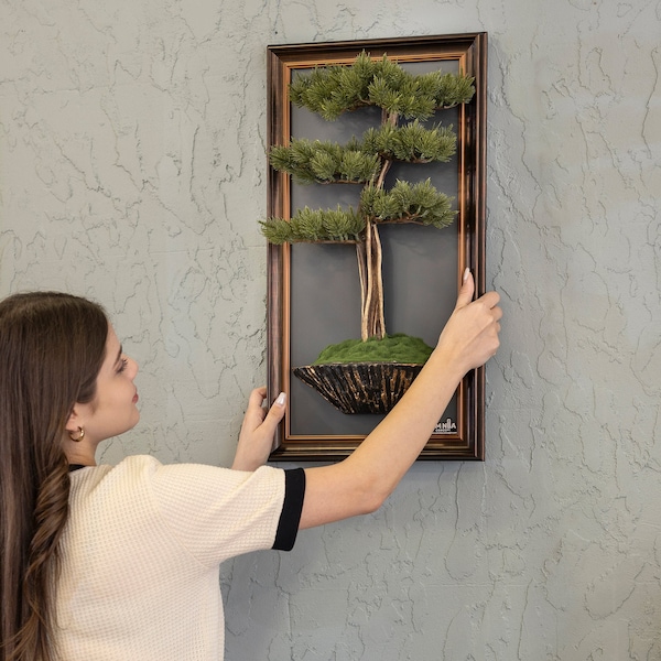 Bonsai Art Life Tree Tableau - 4 - Handmade Tree Portrait, Tree Wall Art, Tree Wall Decor, Wall Decoration, Wallboard