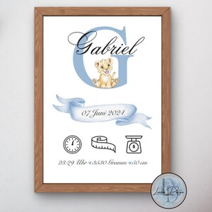 Lion Birth Poster | Birth Sign | Personalized Gift for a Newborn | Birth Gift | Baby | Boy | Personalized | Birth Details |