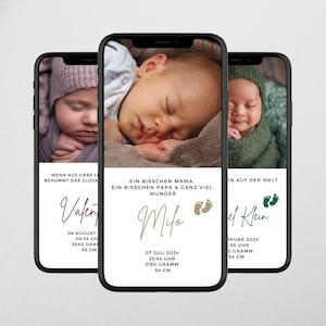 Anuncio de nacimiento digital del bebé | Tarjeta de nacimiento de bebé | anuncio de nacimiento | Personalizado | Bebé | Ecard |enviar por WhatsApp |anuncio de nacimiento