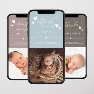Digital birth announcement baby | Birth card baby | Birth announcement | Personalized | Baby | Ecard | Send via WhatsApp | Birth announcement
