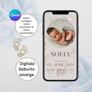 Digitaal geboortekaartje | Geboortekaart baby | Gepersonaliseerd | Schatje | Ecard |versturen via WhatsApp |geboortekaartje
