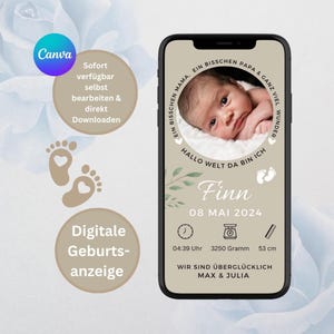 Digitaal geboortekaartje baby | Geboortekaartje baby | Gepersonaliseerd | Schatje | Ecard |versturen via WhatsApp |geboortekaartje