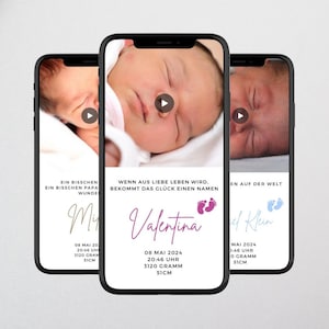 Anuncio de nacimiento digital bebé | Tarjeta de nacimiento bebé en vídeo | anuncio de nacimiento | Personalizado | Bebé | enviar por WhatsApp | anuncio de nacimiento
