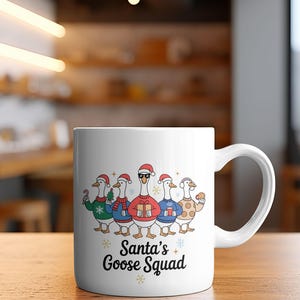 Santa&#39;s Goose Squad Mug, Funny Christmas Mug, Ugly Sweater Christmas Gift, Holiday Mug, Goose Lovers Gift, Duck Mug