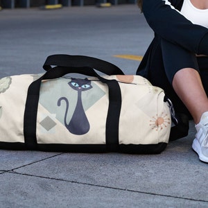 Retro Mid Century Cat Duffel Versatile and Durable Gym and Travel Bag