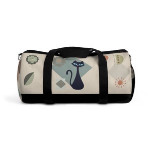 Retro Mid Century Cat Duffel Versatile and Durable Gym and Travel Bag
