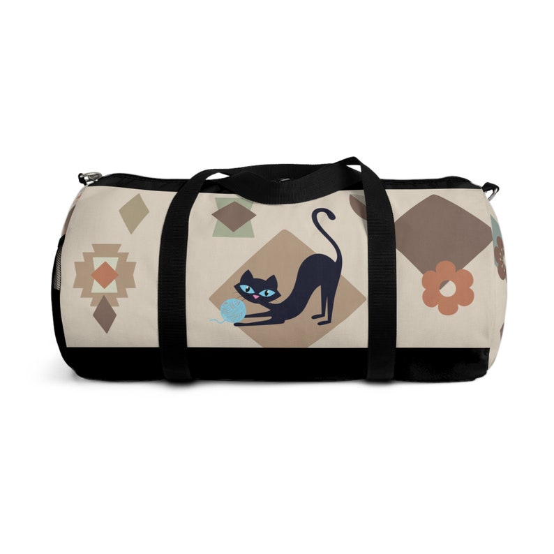 Retro Mid Century Cat Duffel Versatile and Durable Gym and Travel Bag