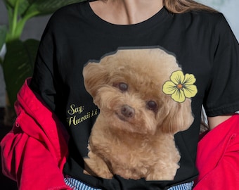 Cute Poodle in Hawaii Unisex Garment-Dyed T-Shirt: Premium Quality & Unique Design