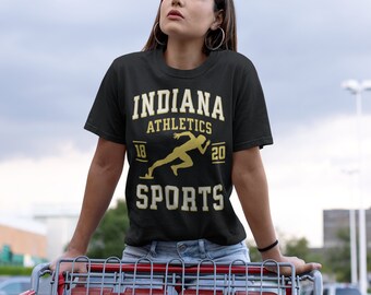 Vintage Retro Unisex Garment-Dyed T-Shirt: Indiana Athletics Sport Inspired Fashion