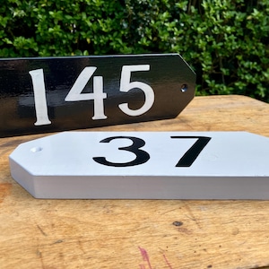 Hand Painted Wooden House Number Sign: Rustic Address Plaque