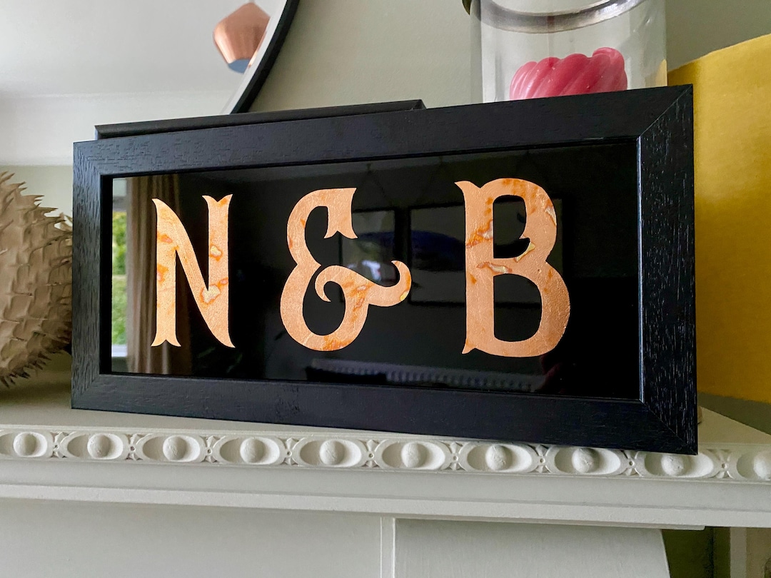 Intials Sign Personalised Initials, Wedding Gift Sign, Engagement Gifts, Glass Wall ...