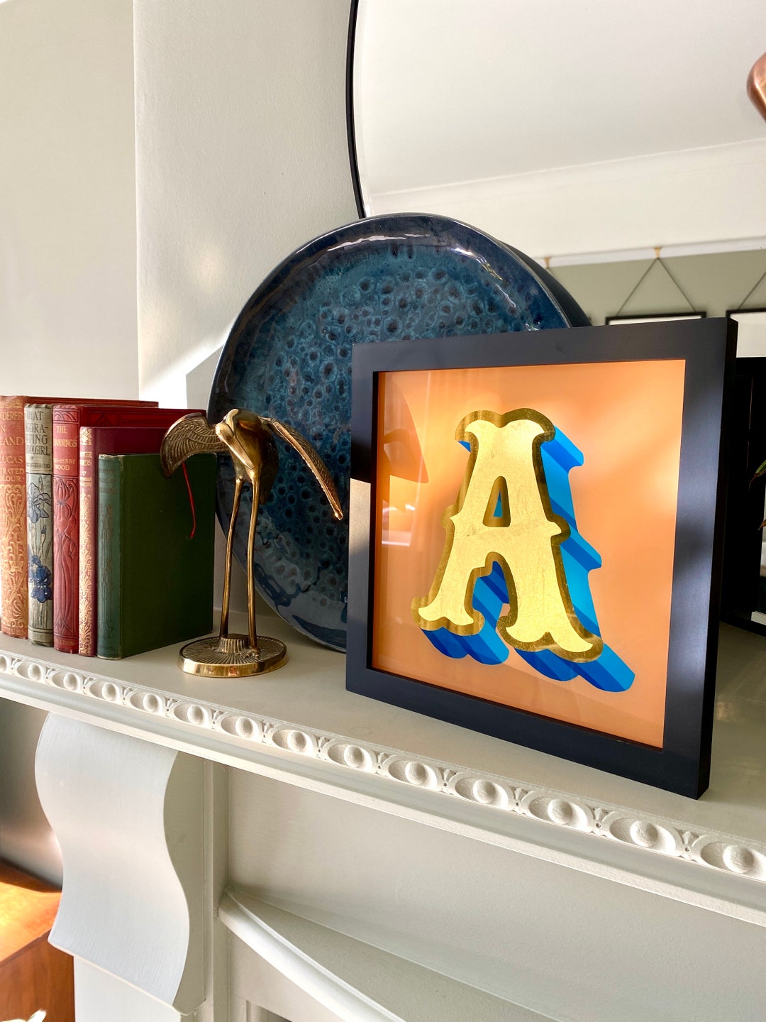 Hand Lettered Glass Sign Personalised Hand Painted Gold Leaf Lettered Glass Sign Initial - Etsy