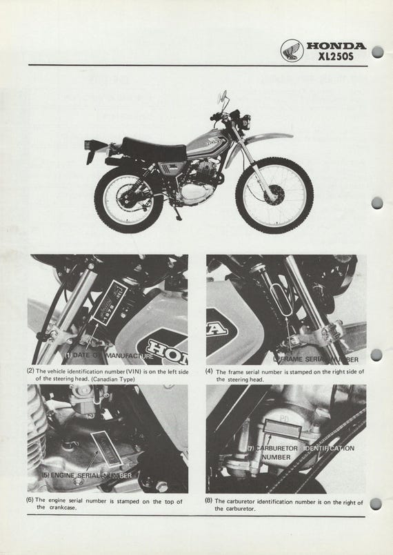 Honda XL250S (78-82) Factory Work-shop Service Repair Manual XL