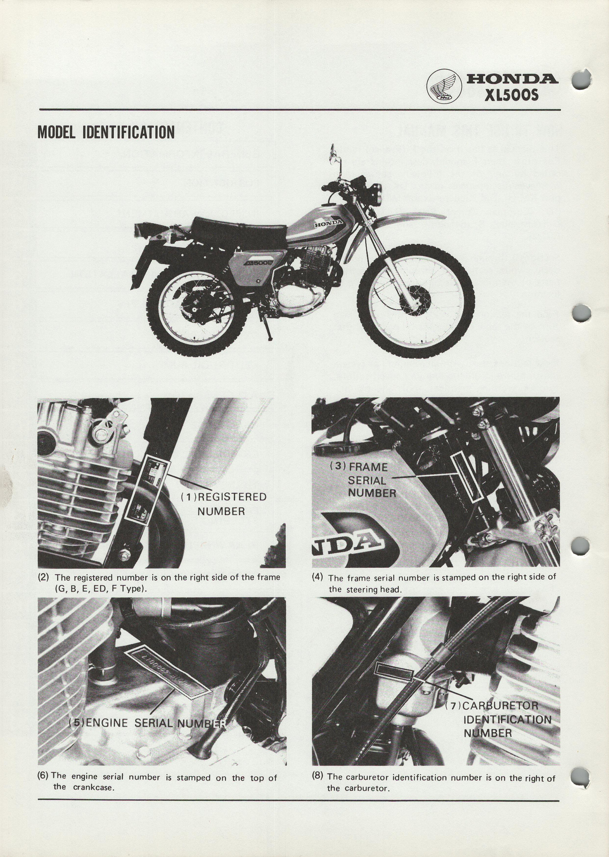 Honda XL500S (79-82) Factory Work-shop Repair Manual XL 500 S