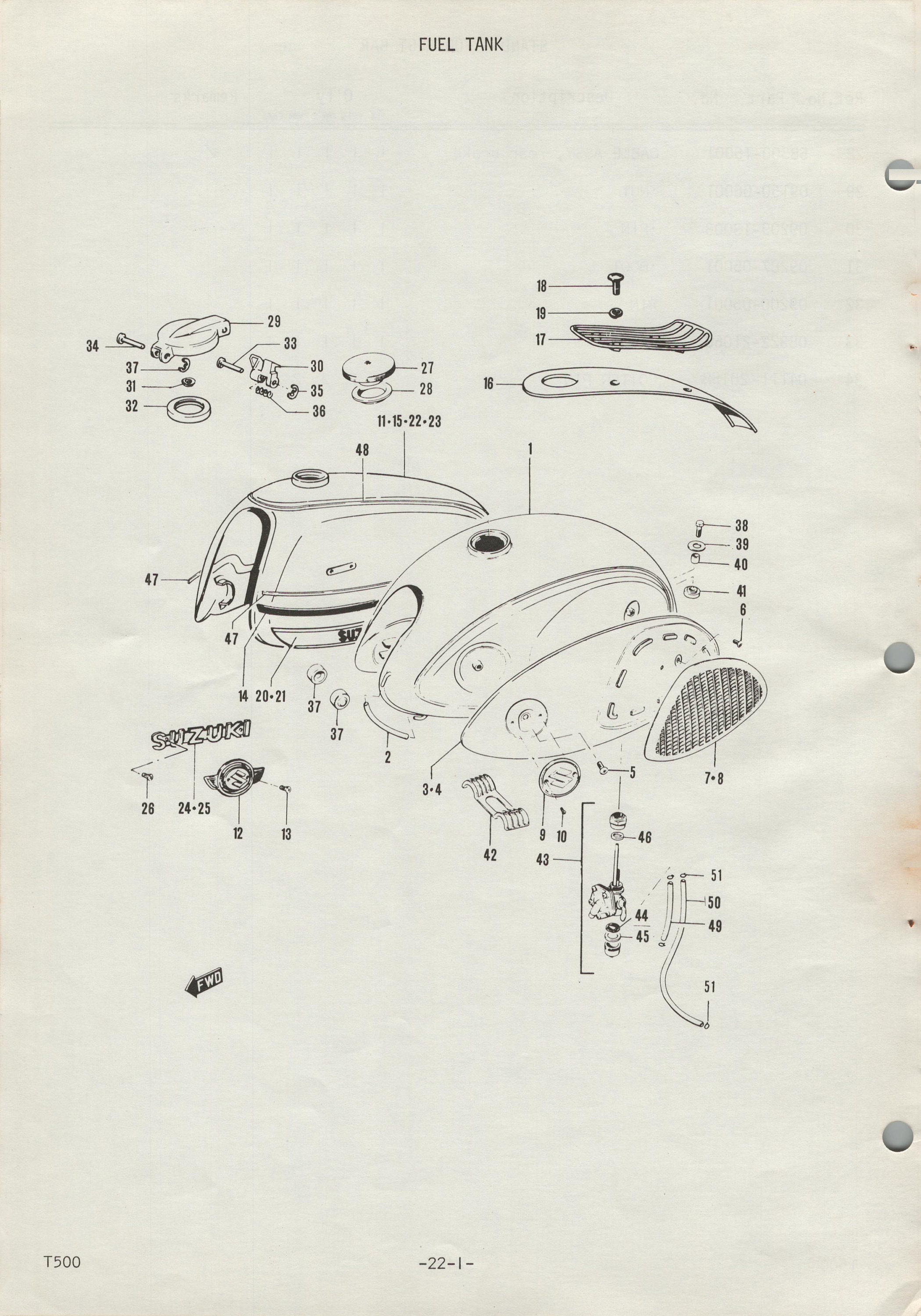 Suzuki T500 (68-72) Parts List Catalogue Book Manual T 500 Cobra