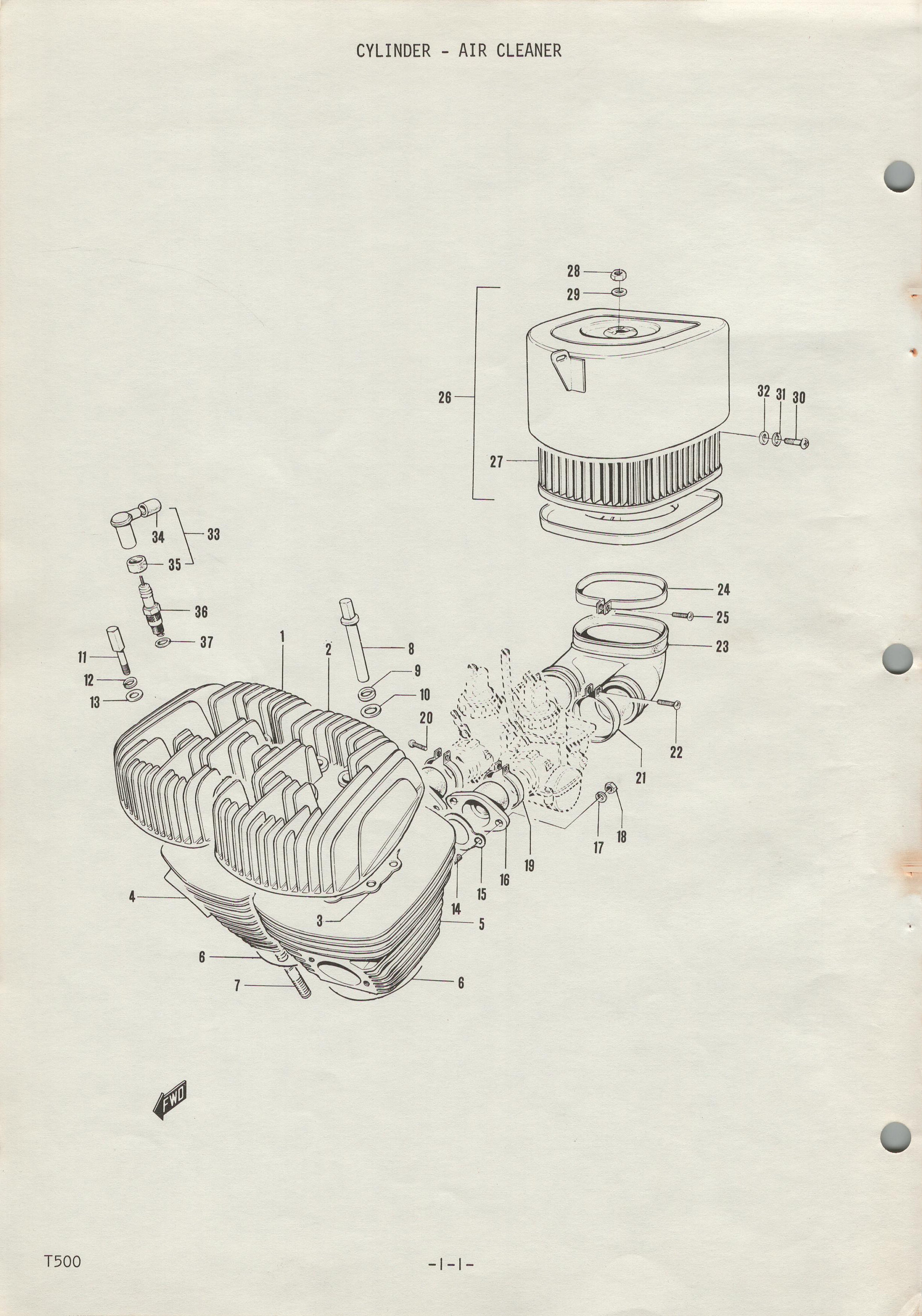 Suzuki T500 (68-72) Parts List Catalogue Book Manual T 500 Cobra