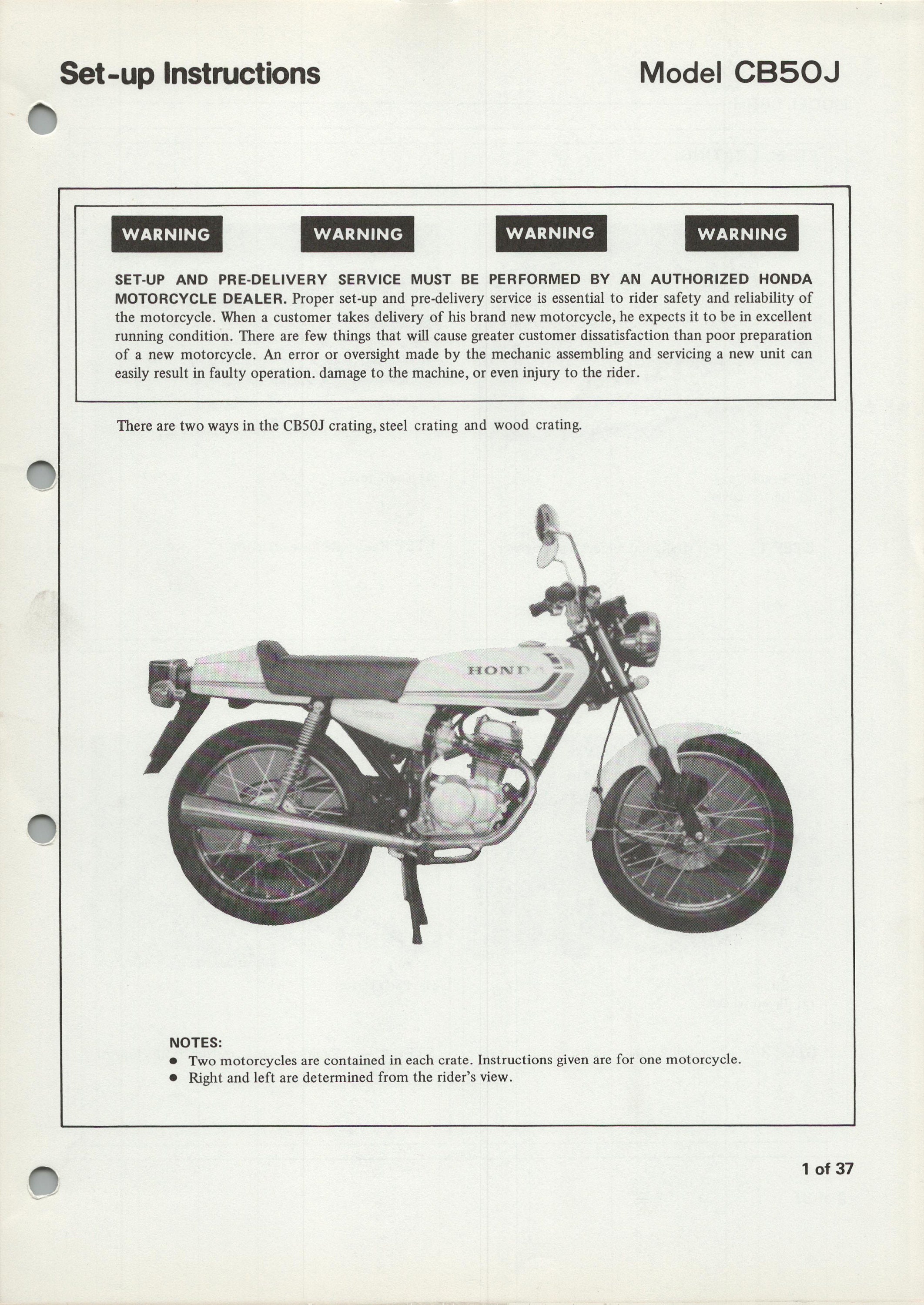 Honda CB50J (77-82) Shop Repair Manual & Set-up CB 50 J XL 50