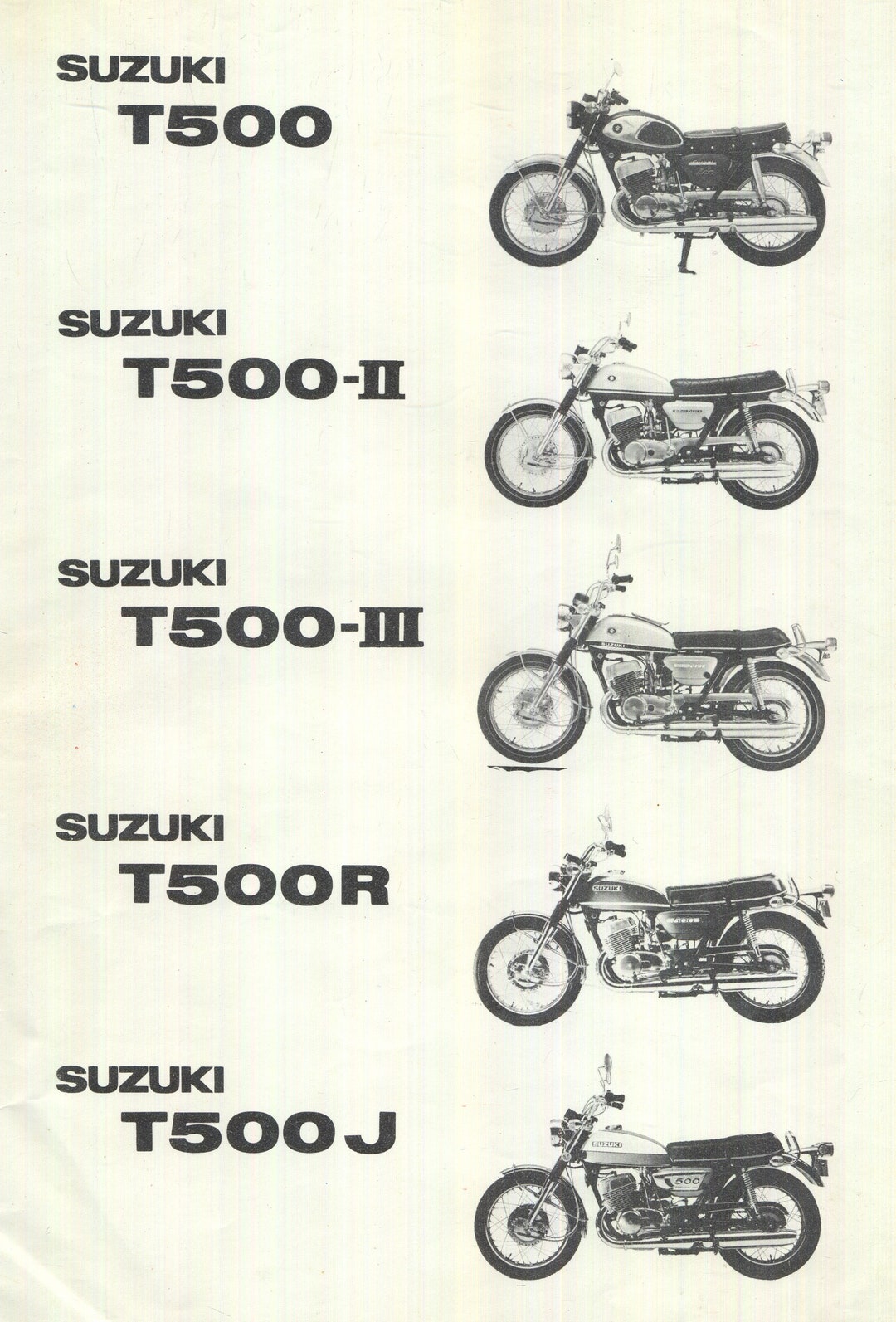 Suzuki T500 (68-72) Parts List Catalogue Book Manual T 500 Cobra