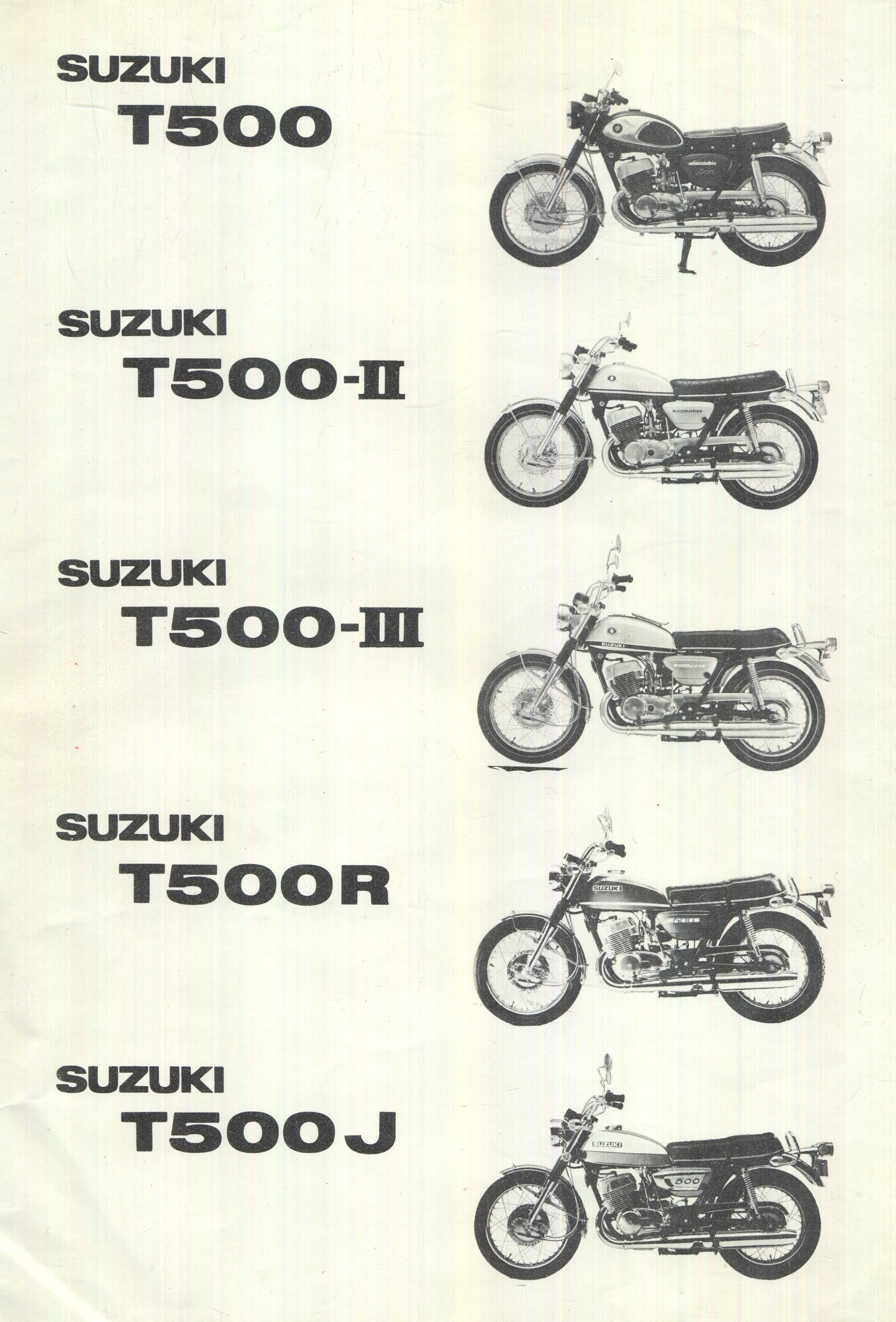 Suzuki T500 (68-72) Parts List Catalogue Book Manual T 500 Cobra
