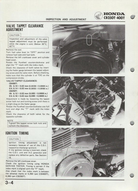 Honda CB250T CB400T (77-78) Shop Repair Manual CB 250 400 T Dream