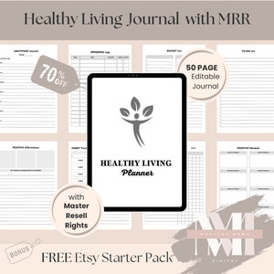 MRR Done for You Resell Gesundes Lebensstil Journal Arbeitsbuch, Master Resell Rechte Digital Bestseller Produkt Bearbeitbar Canva Buch für Mütter