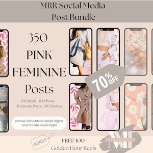 MRR Faceless Reels Pink Feminin Instagram 350 Posts Social Media Content Mediathek Videos Privatmarkenrechte Master Resell Social Media