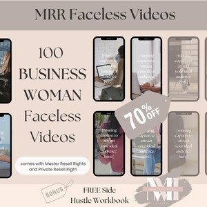 MRR Faceless Reels ästhetic Business Woman Instagram Posts Social Media Content Mediathek 100 Videos Privatmarkenrechte-Master Resell