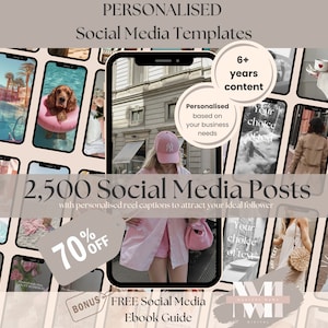 Personalisierter Social Media Inhalt, 6 Jahre im Wert von Social Media Posts, Video Reels und Foto Posts mit Haken und Beschriftungen für Ihre Nische