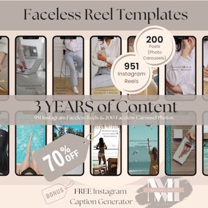 Faceless Videos Instagram Reels Template MEGA Bundle for Selling on Digital Products on Social Media, Faceless Aesthetic Done for You Videos